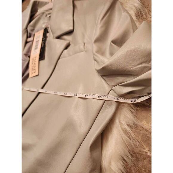 Badgley Mischka NWT stretch vegan leather blazer jacket heather grey size medium - Picture 5 of 8